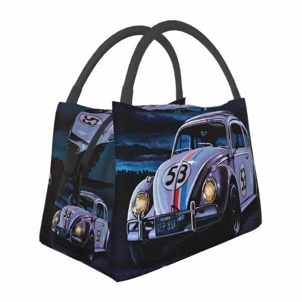 Classic Racing Car Herbie Tote Bag isolato per il pranzo per le donne Resuable Cooler Thermal Food Lunch Box Work Travel k6U9 #