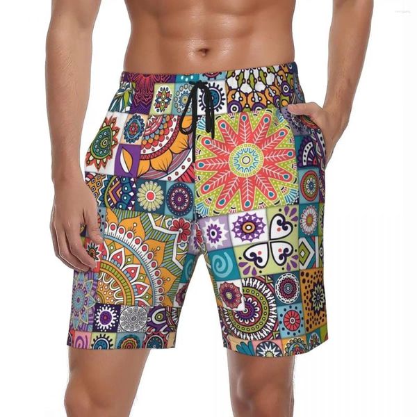 Pantaloncini da uomo Summer Board Uomo Boho Stampa tribale Abbigliamento sportivo Cool Fashion Retro Beach Casual Quick Dry Costume da bagno di grandi dimensioni