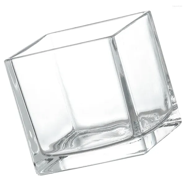 Vasos Cubo Vaso De Vidro Transparente Flor Recipiente Desktop Hidropônico Moderno (10x10cm)