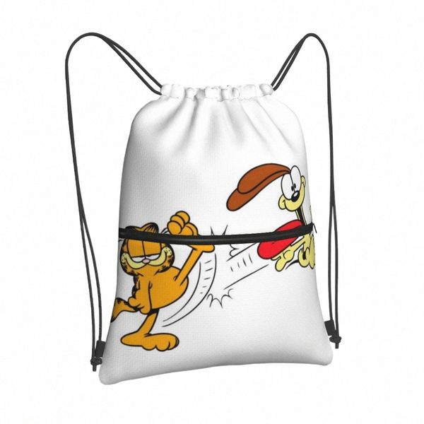 Cat Drawstring Çantalar Backpacks Erkek Kadın Kadın Özel Öğrenci Cuet Söndürme Animati Renk Ctrast Boş Zaman Evrensel R6JO#