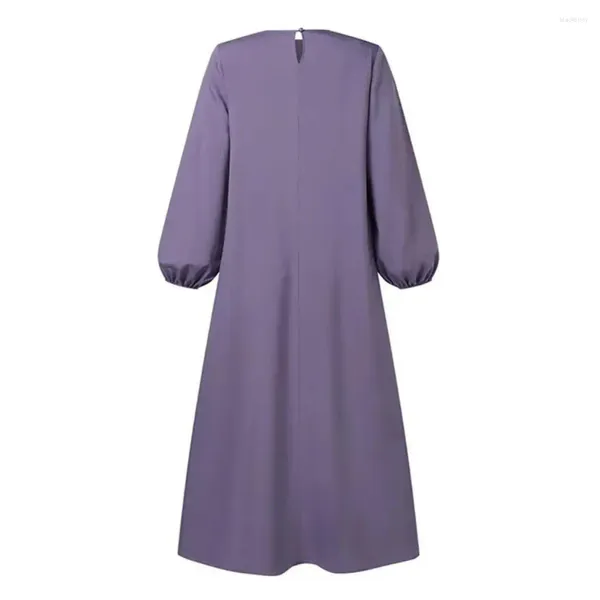 Vestidos casuais abaya vestido vintage ponto impressão maxi com o pescoço manga longa para mulheres soltas a linha grande bainha até o chão robe