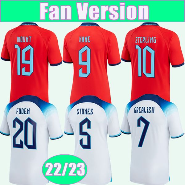 22 23 INGLATERRA Mens Futebol Jerseys KANE GREALISH MOUNT FODEN STERLING MAGUIRE STONES RICE SKA Home Away Camisa de futebol