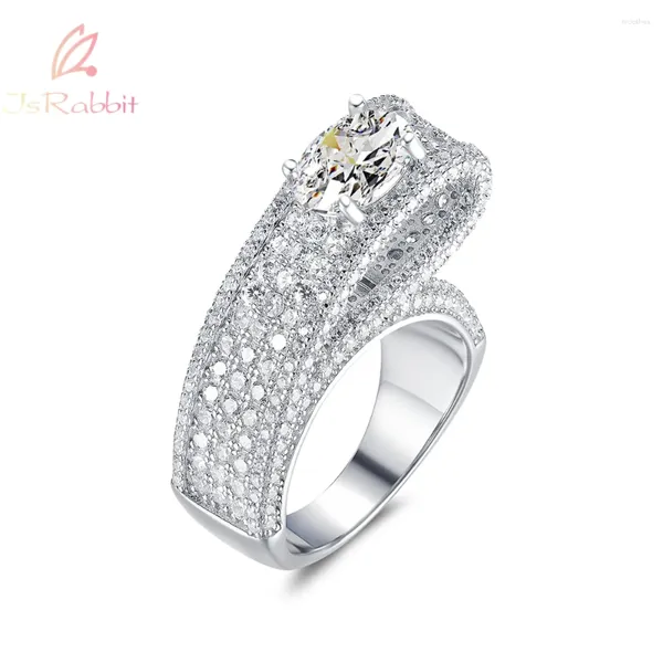 Cluster-Ringe IsRabbit 18 Karat vergoldet 6 8 mm erstellter Moissanit-Diamant-Cocktailring für Frauen Hochzeitsgeschenke 925 Sterling Silber fein