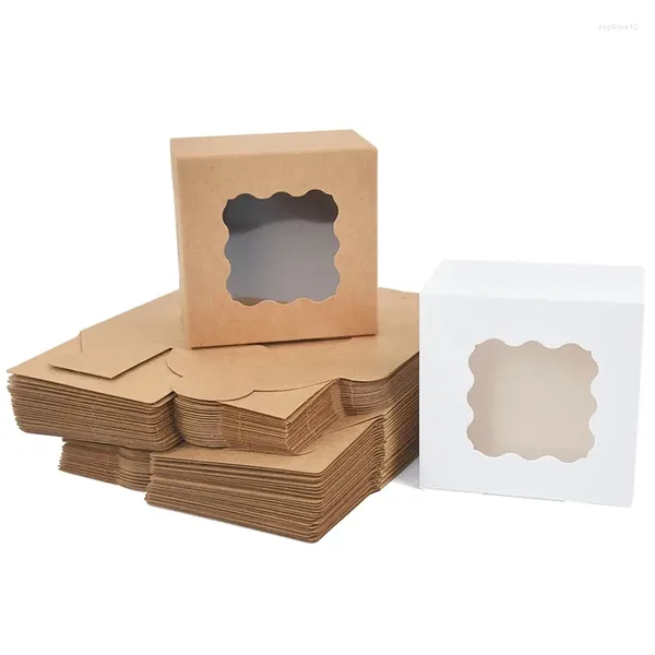 Confezione regalo Carta kraft Confezione per dessert Scatola di sapone con torta per finestra Forniture per matrimoni per feste di Natale Caramelle al cioccolato