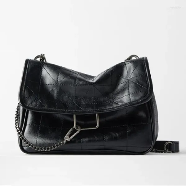 Umhängetaschen Rhombus Black Rock Soft Single Oblique Span Chain Bag Luxushandtaschen für Frau PU-Leder Messenger Satchels