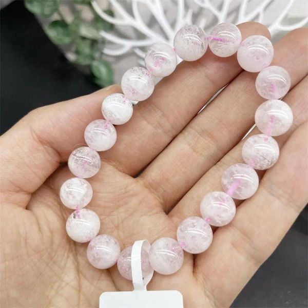 Link pulseiras 10.5mm natural rosa floco de neve jardim quartzo pulseira moda cristal pedra preciosa jóias reiki cura presente para mulher 1pcs