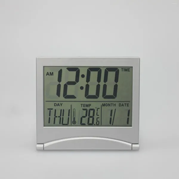 Orologi da tavolo Orologio pieghevole Pieghevole LCD Allarme digitale Calendario elettronico Mini scrivania portatile Accessori per la decorazione della casa