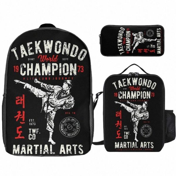 Taekwdo-Kampfsport-Wurfkissen zum Verkauf, sicherer, gemütlicher Rucksack, 3-in-1-Set, 17-Zoll-Rucksack, Lunchtasche, Stifttasche, Sportaktivitäten, k8Ve #