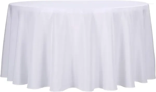 Tischdecke Ascoza 12er-Pack 120 Zoll weiße runde Tischdecke aus Polyestergewebe für Hochzeit/Bankett/Restaurant/Partys