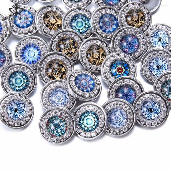 Charme pulseiras 10 pçs/lote 18mm botão snap strass vidro encantos jóias multi padrão exótico para 20mm snaps pulseira kz0966