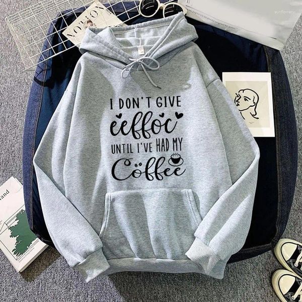 Hoodies femininos carta de café impresso feminino casual diário todo o jogo com capuz lã quente roupas de inverno moda novidade hoodie