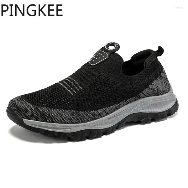 Scarpe casual PINGKEE Sneakers da uomo Mesh Traspirante Fodera morbida morbida Colletto elastico slip-on ultraleggero Plantare imbottito Atletico