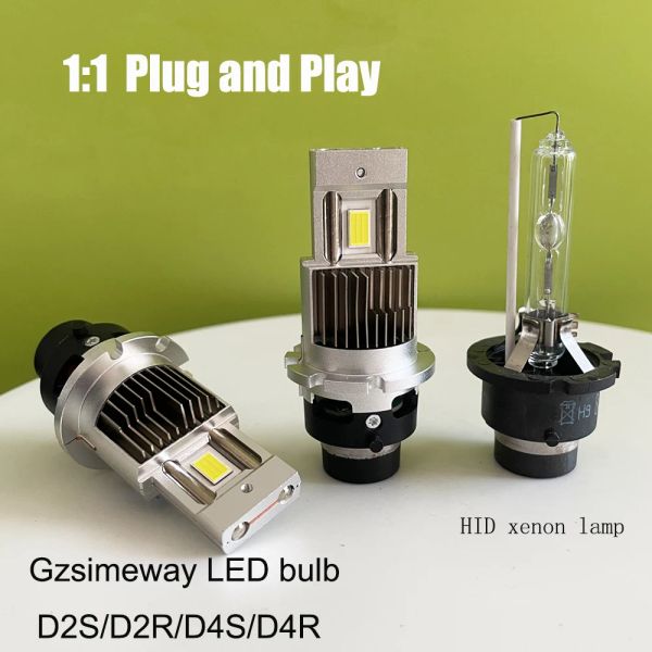 2pcs D2S Светодиодная лампа Canbus D4S 1: 1 Скрытие до светодиодной фары D1S D3S D8S D5S D1R D2R D4R Turbo Car Formlamp Bulbs Plugplay 6000K Light