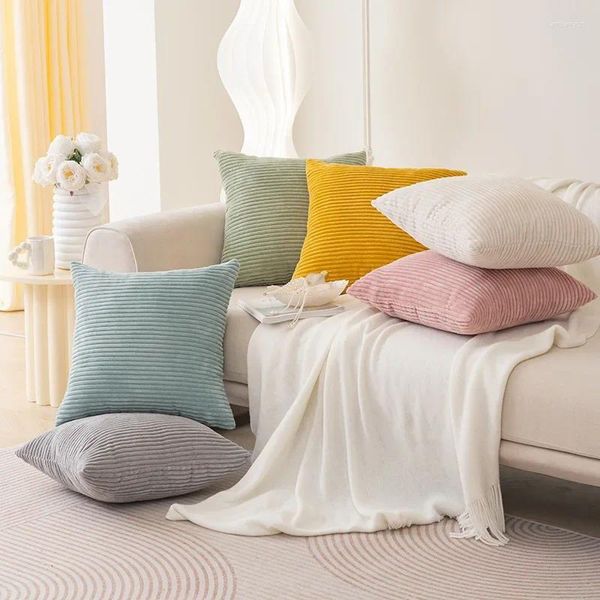 Подушка 45x45 см, вельветовый плюшевый уютный чехол, сплошной цвет, простой домашний декор, плед для дивана