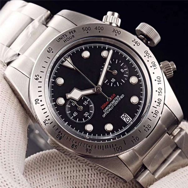 Herren-Armbanduhr, vollautomatisch, mechanisch, 41 mm, Mineralglas, leuchtend, Gehäuse aus 316L-Stahl, weißer Jahreskalender