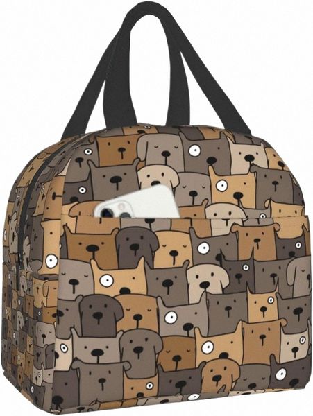 Süße Hunde-Lunchtasche, brauner Welpe, langlebig, wasserdicht, Tragetasche, isolierte Kühltasche, Handtasche für Damen, Herren, Picknick, Schule, Büro, Einheitsgröße b335#