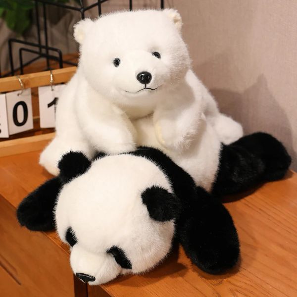 Fluffly fofo deitado gigante panda ursinho urso polar brinquedo de pelúcia bonecos de animais realistas e macios para meninas presentes de natal home deco