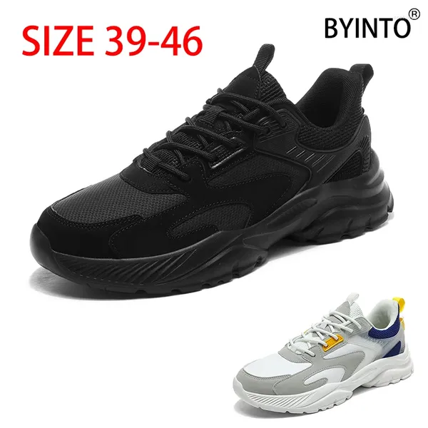 Scarpe casual Taglia grande 39-46 Piattaforma super leggera da uomo che corre Suola spessa Sneakers sportive maschili Scarpe da ginnastica da tennis Nere da passeggio da jogging