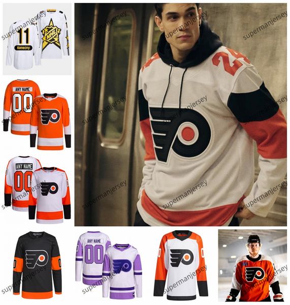 Carter Hart Owen Tippett 00 Gritty Flyers Hockey Jersey 2024 Serie di stadio Ivan Provorov Travis Konecny Lindros Sean Couturier Cam York Nicolas Deslauriers Frost