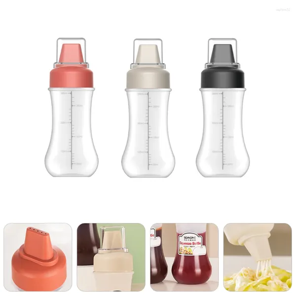 Set di stoviglie da 3 pezzi Squeeze Bottles Cucine Sauce Cucina con contenitori Cap Copertina per insalata Copertina di ketchup Dispenser a 5 buche