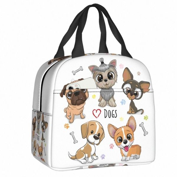 carto Yorkshire Terrier Lancheiras para Mulheres Cute Dogs Cooler Thermal Food Isolado Lunch Bag Kids School Children 15yv #
