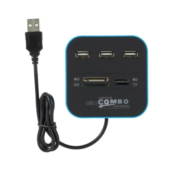 Pzzpss USB Hub 2.0 3 portas tf micro sd cartão de cartão slot slot USB combo multi all in One USB Splitter Cables para laptop MacBook