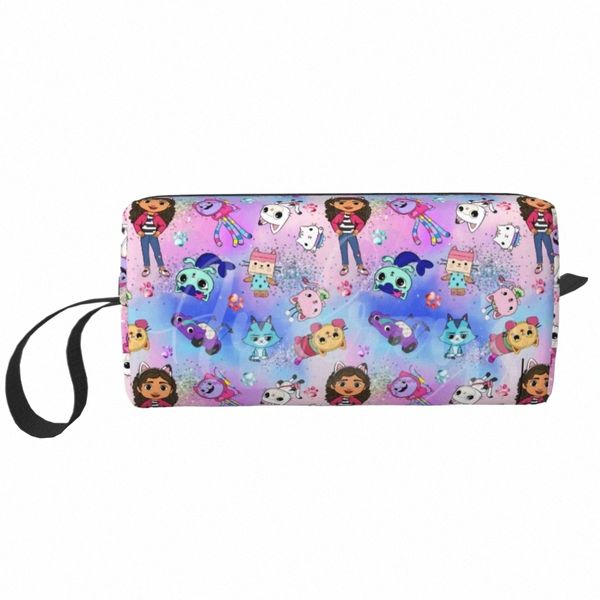 Reise Gabbys Puppenhaus Muster Kulturbeutel Nette Gabby Katzen Anime Make-Up Kosmetik Organizer Frauen Schönheit Lagerung Dopp Kit Box G5zC #