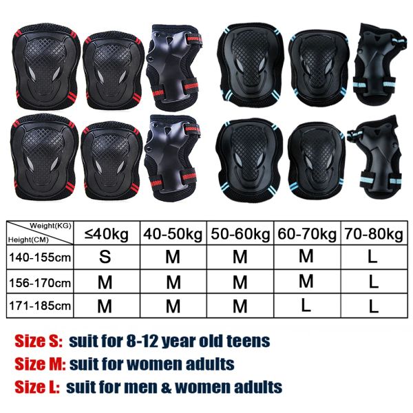 Sport 6PCS -Schutz Zahnräder für Teenager -Knee -Kissen -Ellbogen -Pads Handgelenksschützer Kindersicherheitsschutz Kit zum Radfahren Skating