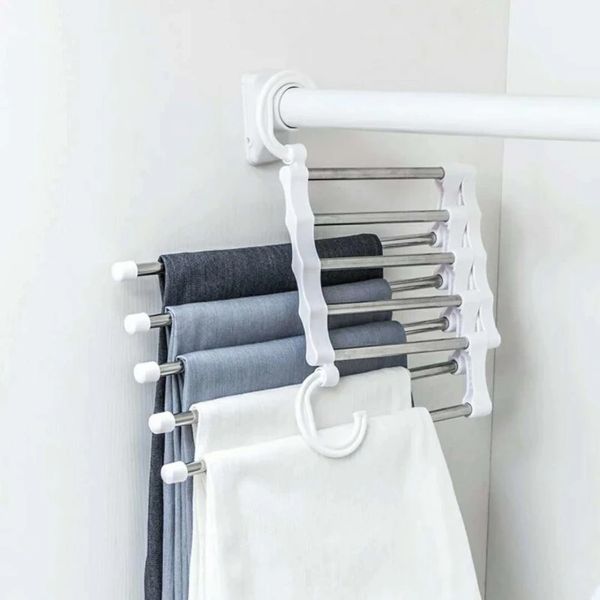 2024 5-in-1-Modehosen-Rack-Regale Hose Rack Regale Edelstahl Multifunktionaler Kleiderschrank Magic Hanger Closet Organizer-für