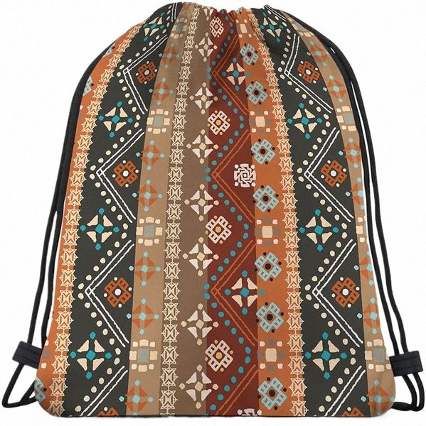 Colorido Boho Floral Drawstring Bags Backpack Bag Bohemian Style Tribal Art Batik Seaml Pattern Sport Gym Sack Drawstring Bag P8PV #