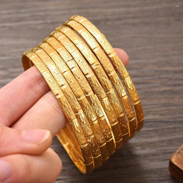 Bangle 68mm 24k onda etíope dubai casamento na moda para mulheres árabe africano cor de ouro pulseira jóias presentes do oriente médio