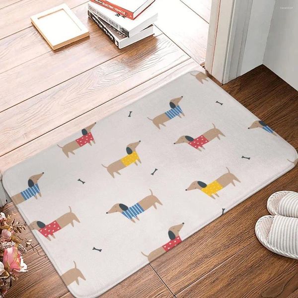 Tapetes de banho dos desenhos animados salsicha dachshund cão tapete antiderrapante animal toalete secagem rápida cozinha chuveiro piso banheiro tapete