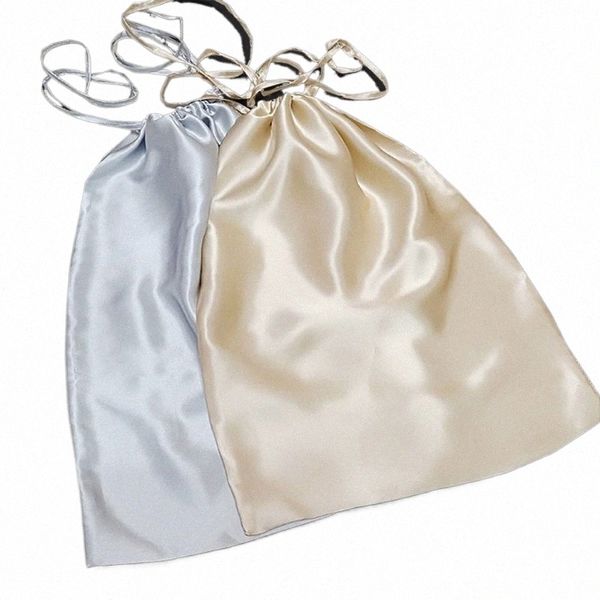 32x50 cm Luxus Seide Satin Kordelzug Tasche mit Quasten Haar Bundles Perücken Make-Up Verpackung Taschen Schmuck Verpackung Geschenk d8GK #