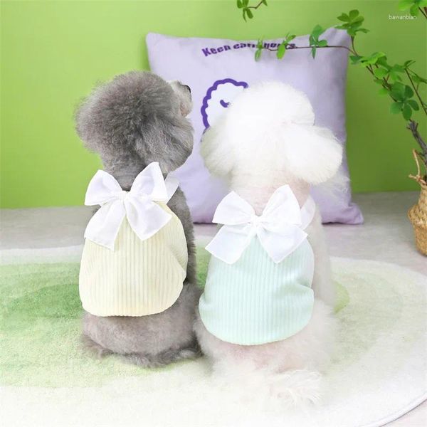 Cão vestuário pequeno halter vestidos teddy bichon yorkshire pet filhote de cachorro gato arco sling saias ao ar livre gatinho primavera-verão roupas