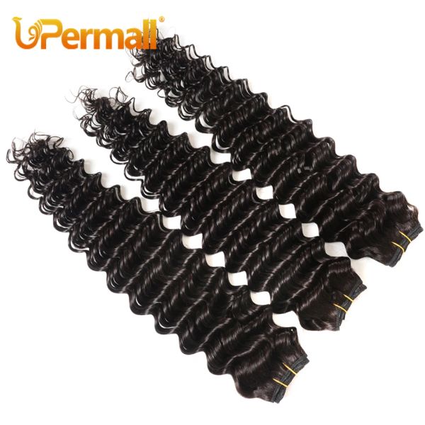 Upermall 1/3/4 Deep Wave Human Haircles сделки с продажей 30 -дюймовые мягкие 100% бразильские remy wail weave extensions натуральный цвет