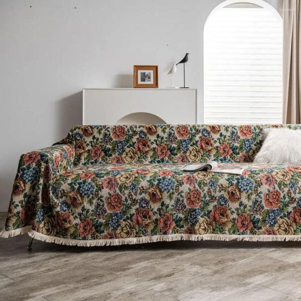 Чехлы на стулья, чехол для дивана в сельском доме, винтажный чехол L-образной формы с изысканным узором, мягкий износостойкий чехол для мебели