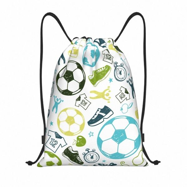 Personalizado futebol esporte padrão futebol cordão saco das mulheres dos homens leve esportes ginásio mochila de armazenamento i2bc #