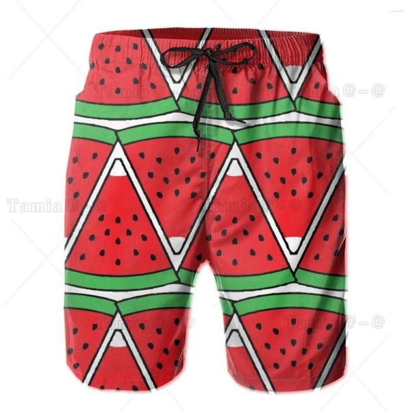 Pantaloncini da uomo Beach Short Swim Cartoon Anguria con semi neri Costumi da bagno sportivi da surf