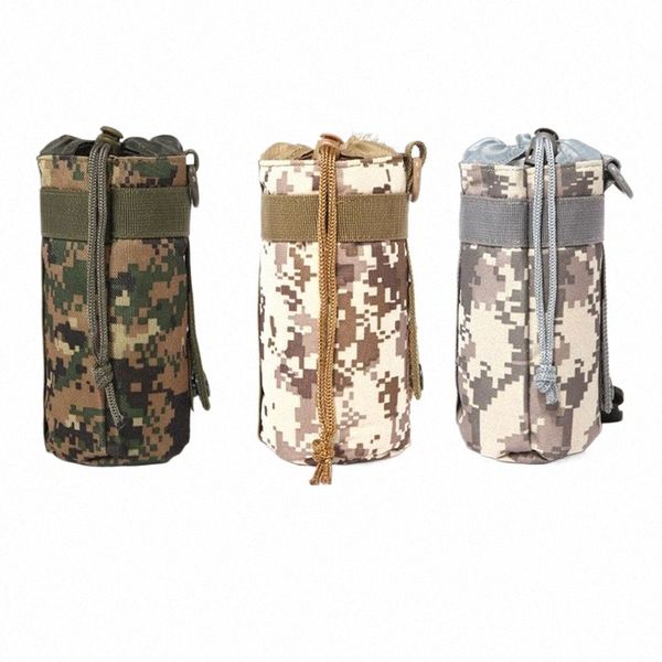 1pc Taktische Molle Wasser Flasche Tasche Tasche Militär Outdoor Reise Wandern Kordelzug Wasser Flasche Halter Wasserkocher Träger Tasche 20XS #