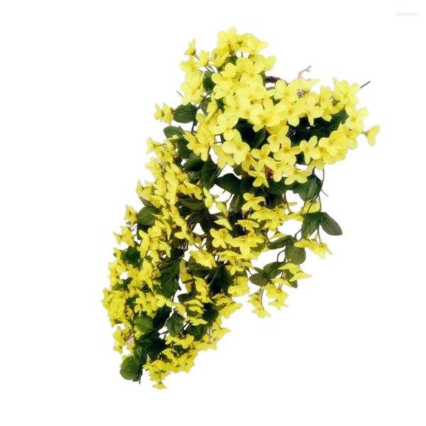 Flores decorativas artificial violeta videira ratta pendurado guirlanda hortênsia flor glicínias videiras corda festa em casa decoração de casamento (amarelo)