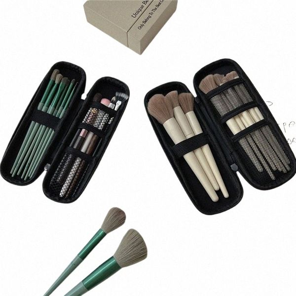 Custodia per pennelli per trucco da donna Custodia per cosmetici piccola nera pura Custodia per penna per rossetto Organizer per strumenti di bellezza Scatola con cerniera Custodia in Eva con striscia Lg