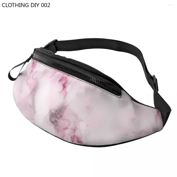 Sacos de cintura moda elegante rosa sombra mármore fanny pacote para viajar homens mulheres crossbody saco telefone bolsa de dinheiro