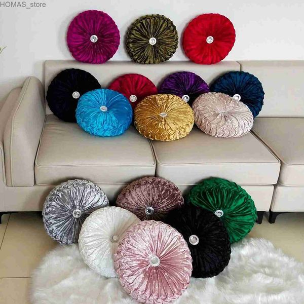 Cuscino/cuscino decorativo tappetino fluttuante tappetino Nordico in soggiorno Colore solido con ruote di diamanti rotonde Tatami Plush Tatami Y240401