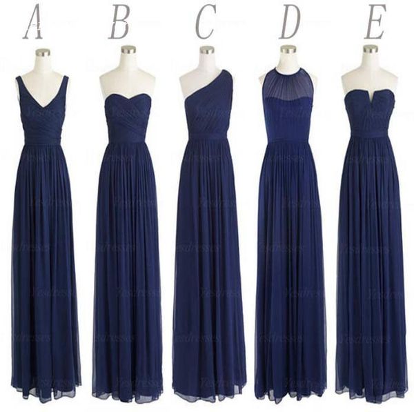 Stile: Chiffon, bodenlang, lang, dunkelmarineblau, Abendkleid, Damen, Hochzeitskleid, Ganzes 20195885251