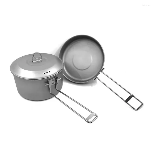 Conjuntos de panelas ultraleve kit portátil cozinhar pan pot utensílios de mesa com alça dobrável para mochila caminhadas acampamento ao ar livre