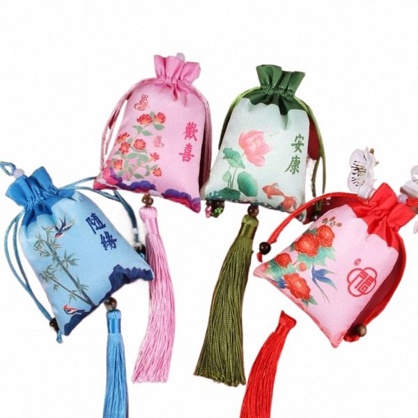 Perlen Fr Quaste Kordelzug Tasche Fisch Vogel Schmuck Verpackung Tasche Eimer Tasche Mini Münze Geldbörse Chinesischen Stil Sachet Festival V8Rl #