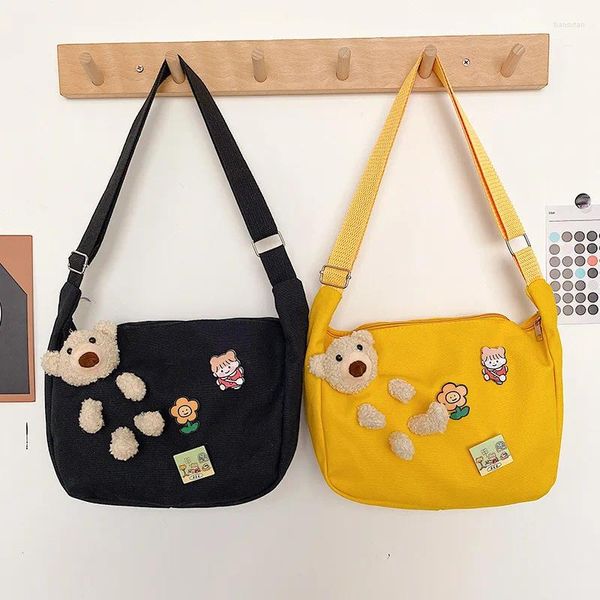 Bolsas de ombro crossbody mulheres estudantes harajuku kawaii estilo preppy grande capacidade lona simples coreano casual diário doce cor moda