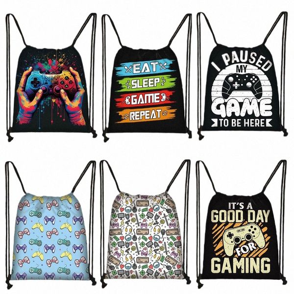 l Pausei meu jogo para estar aqui Imprimir sacos com cordão Gamepad saco de armazenamento para viagens fãs de videogame mochila adolescente bookbag presente i1CU #