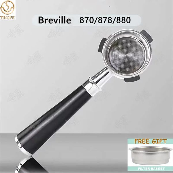 Kaffeefilterhalter aus Edelstahl 304, 54 mm Bodenloser Siebträger für Sage/Breville 870/878/880 Espresso-Kaffeezubehör 240328