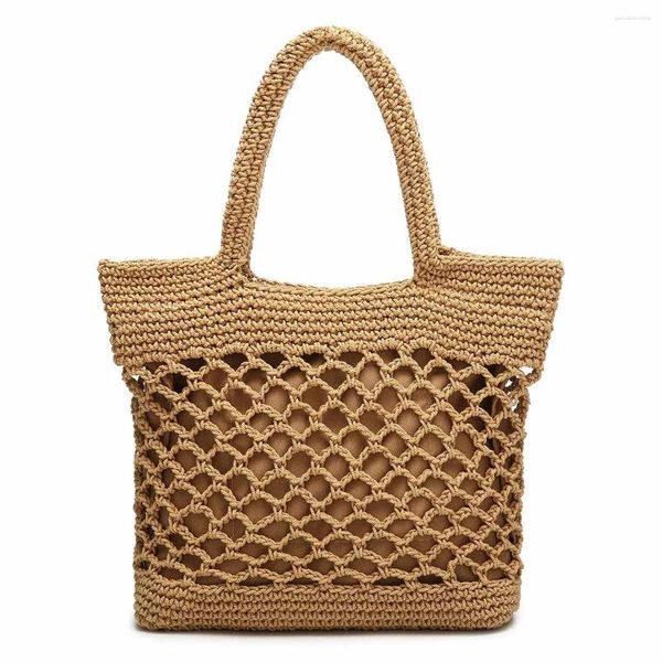 Tasche 2024 Netting Handgewebte Schulter Frauen Casual Handtasche Baumwolle Seil Schnalle Sommer Strand Crossbody Zubehör Mädchen Geschenk